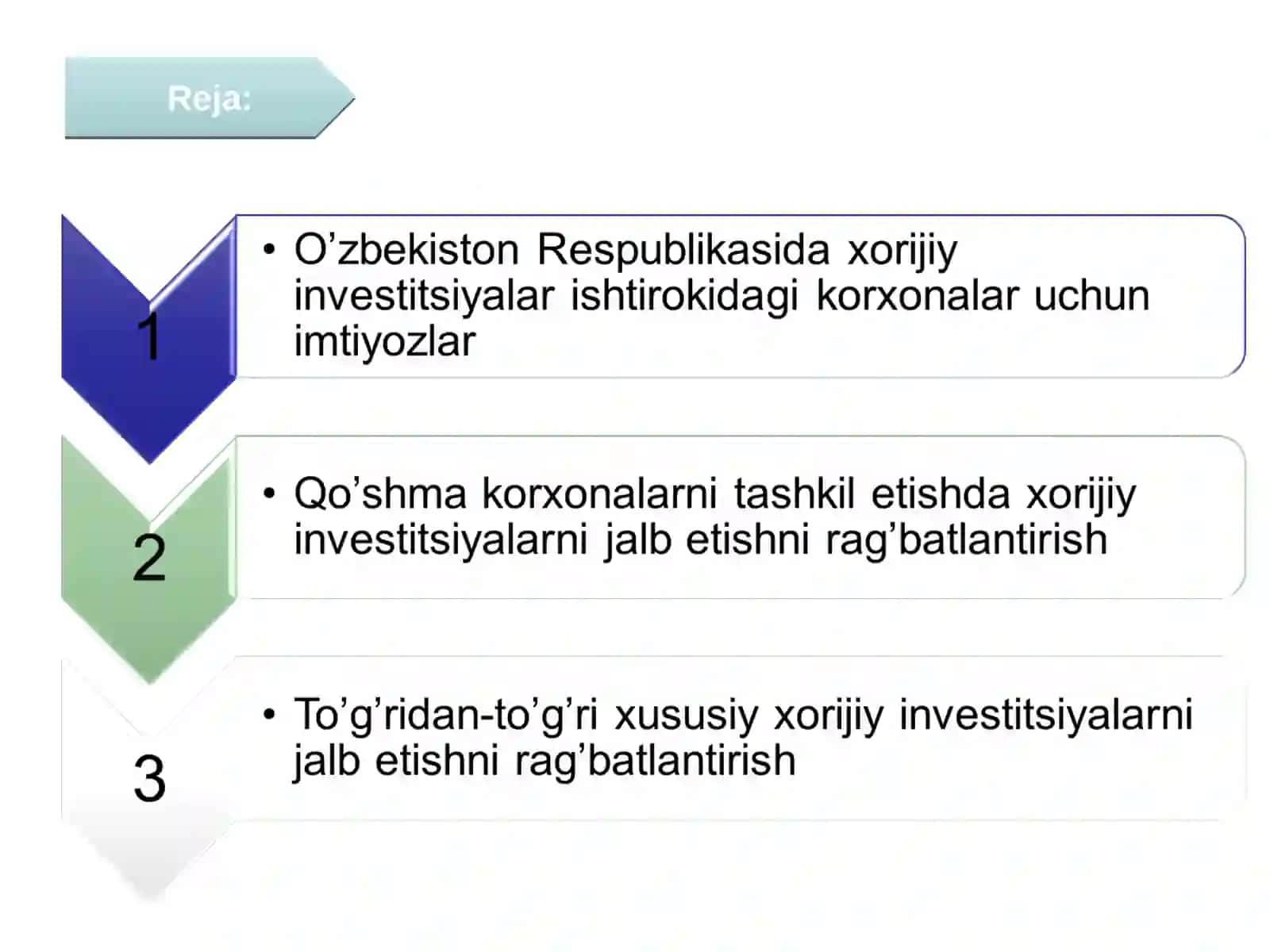 Xorijiy investitsiyalarni jalb qilishni rag’batlantirishning zamonaviy shakl va usullari 2