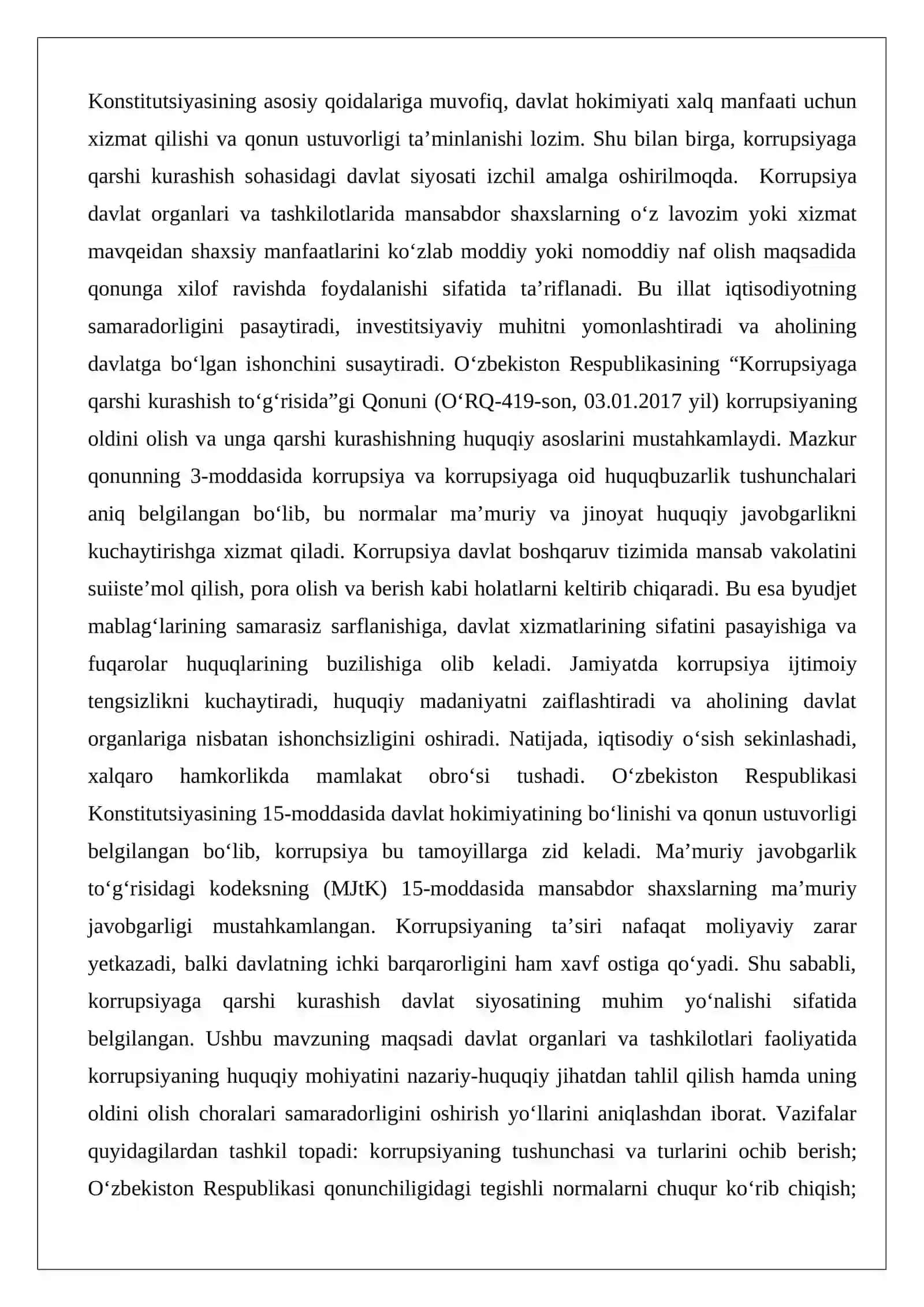 Davlat organlari va tashkilotlari faoliyatida korruptsiya va uning oldini olish choralari: nazariy-huquqiy yondashuv 2