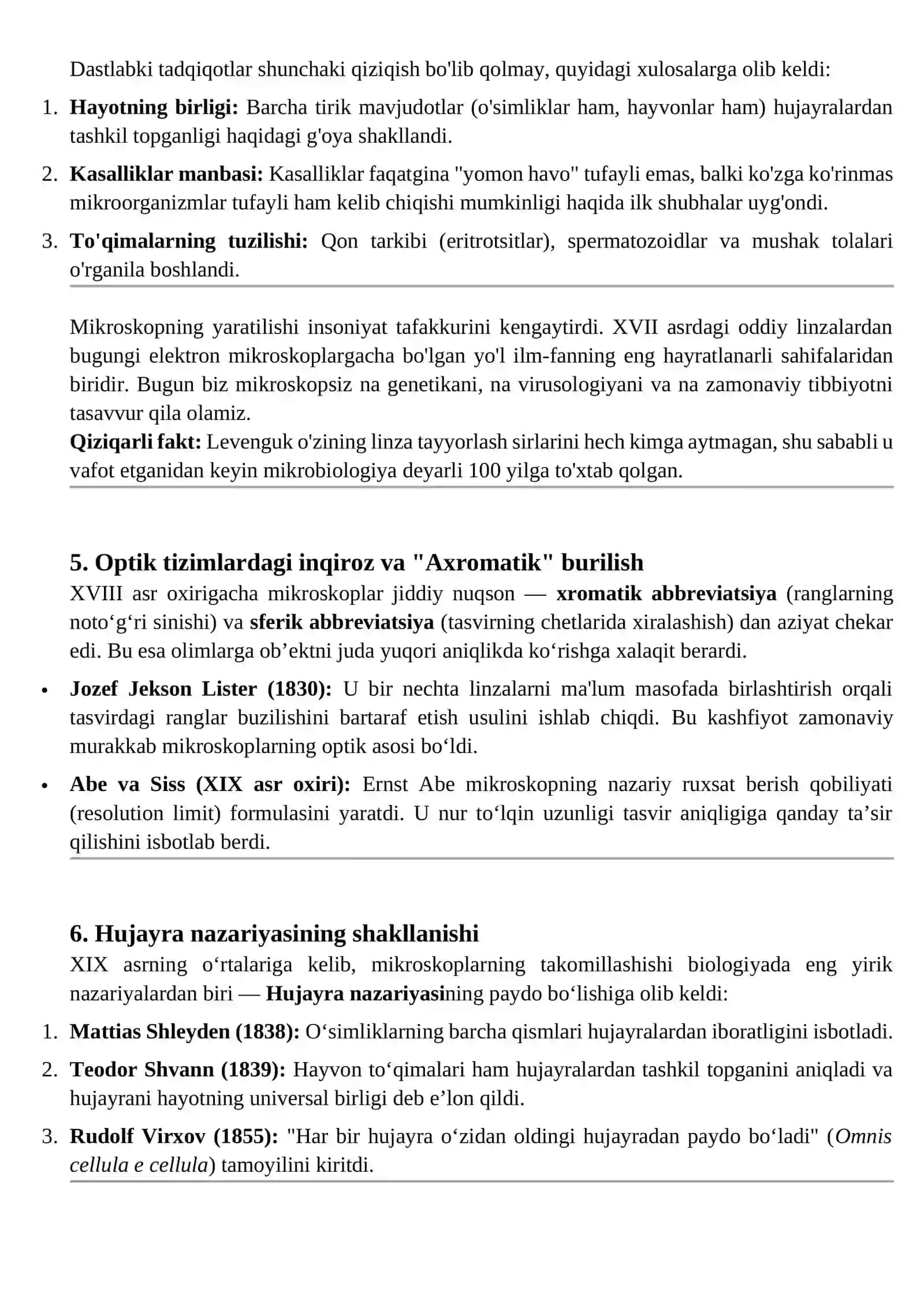 Mikroskopning yaratilishi va dastlabki mikroskopik tadqiqotlar 2
