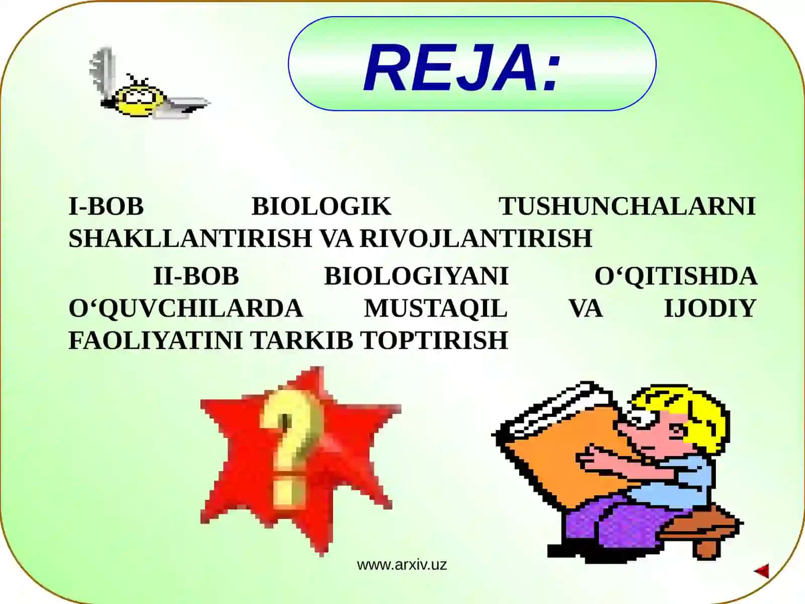 Biologiyani o’qitishda o’quvchilarning mustaqil va ijodiy fikr yuritish ko’nikmalarini tarkib toptirish yo’llari 2