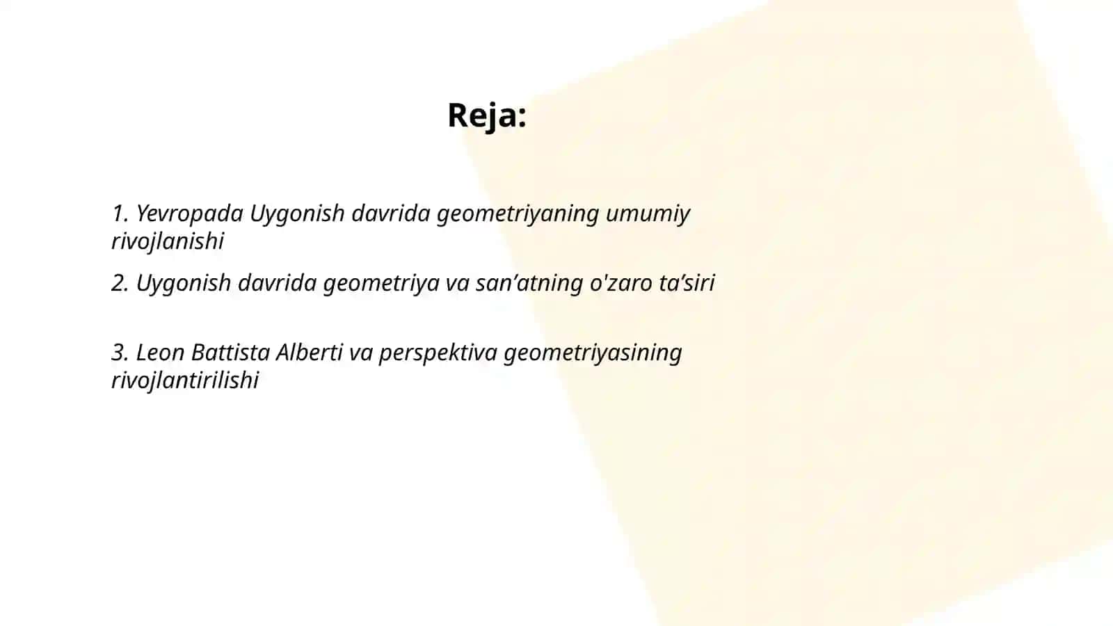 Yevropada uygonish davrida geometrik sohalarni rivojlanishi 2