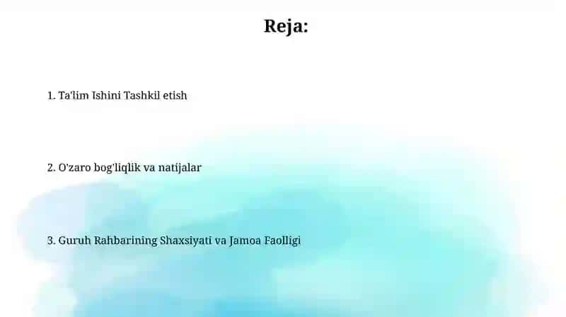 Guruh Rahbari Shaxsiyati va Jamoa Faolligi 2