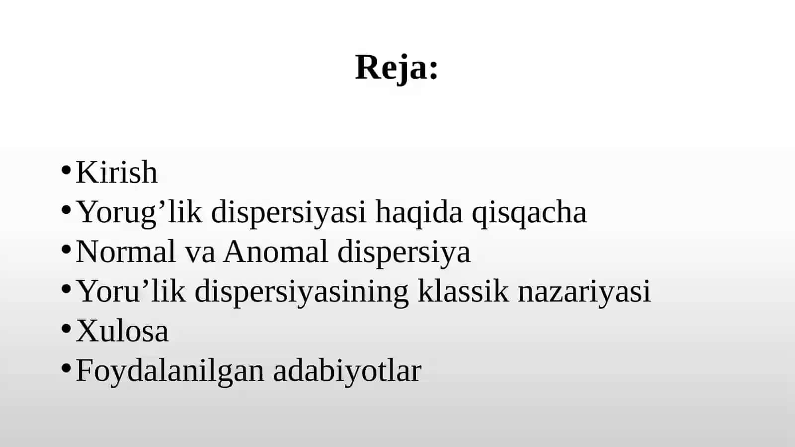 Yoru’lik dispersiyasining klassik nazariyasi 2