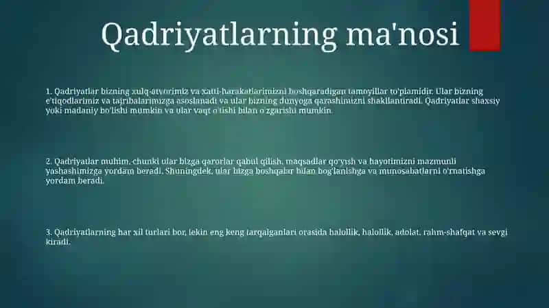 Qadriyatlar Tushunchasi MaʼNosi Va Uning Umumiy Tasnifi 2