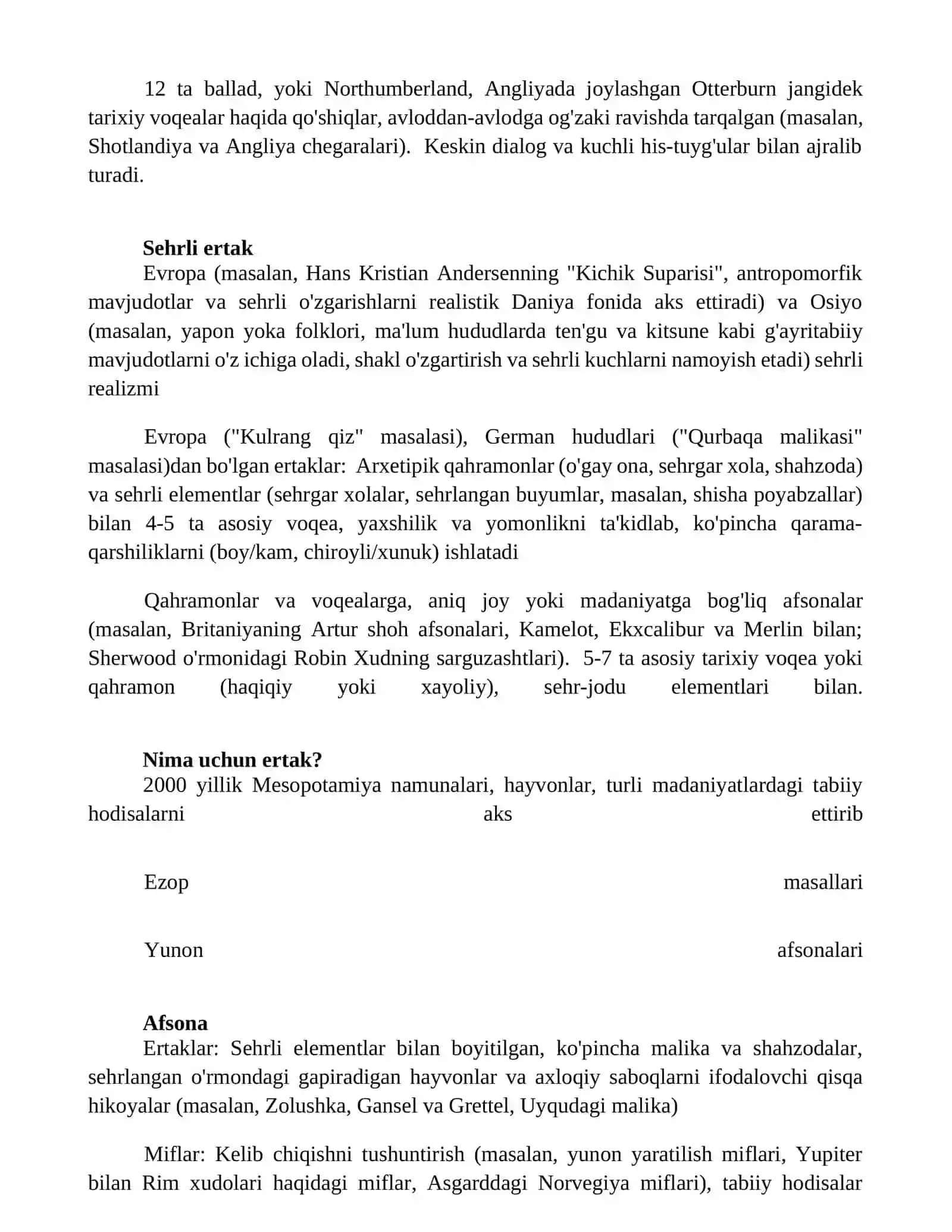 Xalq ertaklarining turlari 2