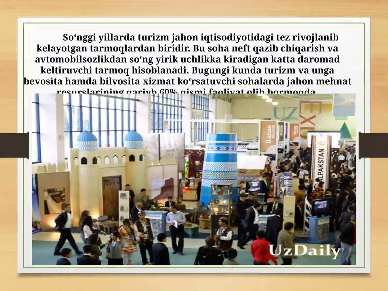 XALQARO TURIZM VA O’ZBEKISTONDA TURIZMNI RIVOJLANTIRISHNING BAZI MASALALARI 2