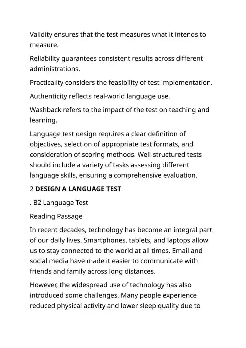 Principles of Language Assessment and Test Design 2