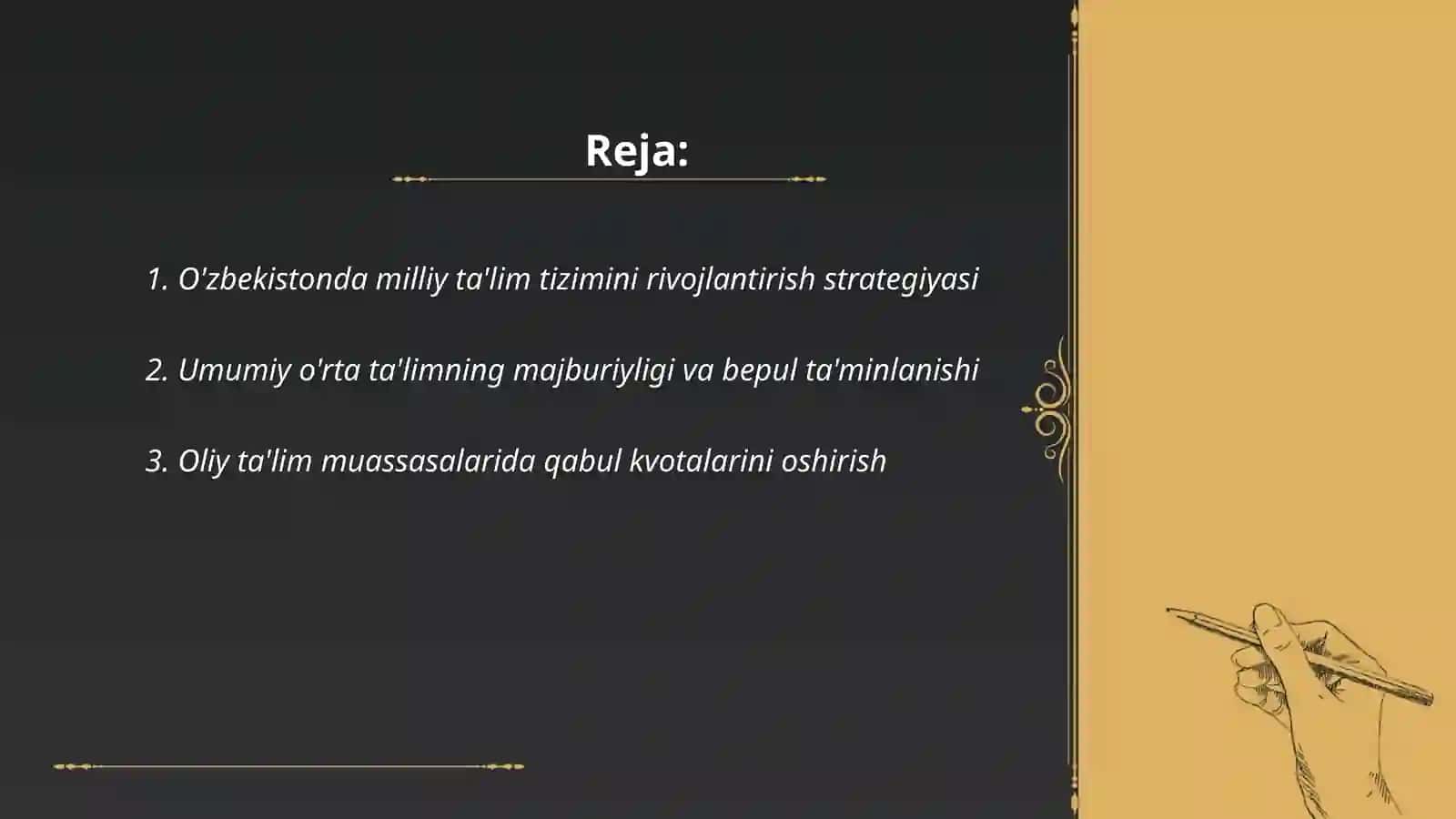O'zbekiston Respublikasida ta'lim sohasida amalga oshirilgan islohotlar 2