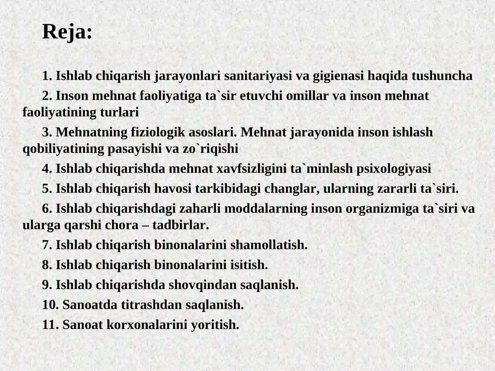 ISHLAB CHIQARISH JARAYONLARI SANITARIYASI VA GIGIENASI 2