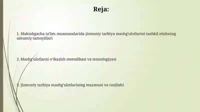 Jismoniy tarbiya mashg'ulotlarini tashkil etish 2