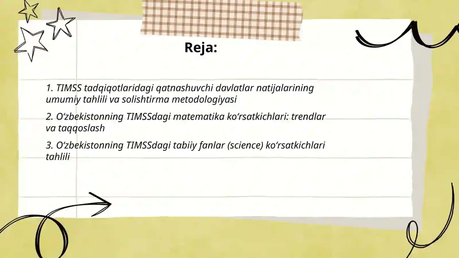 TIMSS tadqiqotlarida qatnashuvchi mamlakatlar va Òzbekiston kòrsatkichlari 2