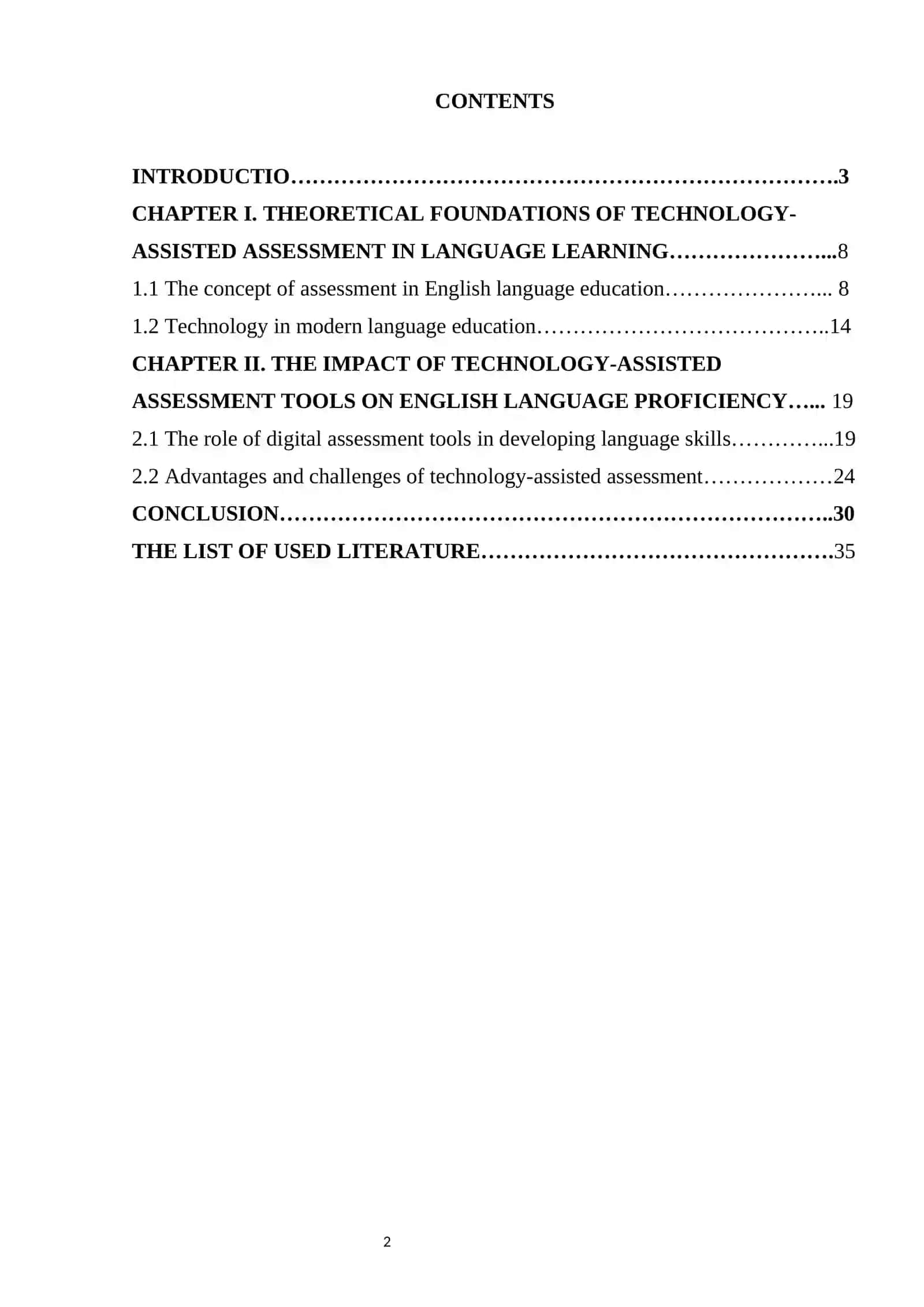 COURSE WORK: "THE IMPACT OF TECHNOLOGY-ASSISTED ASSESSMENT TOOLS ON ENGLISH LANGUAGE PROFICIENCY" 2