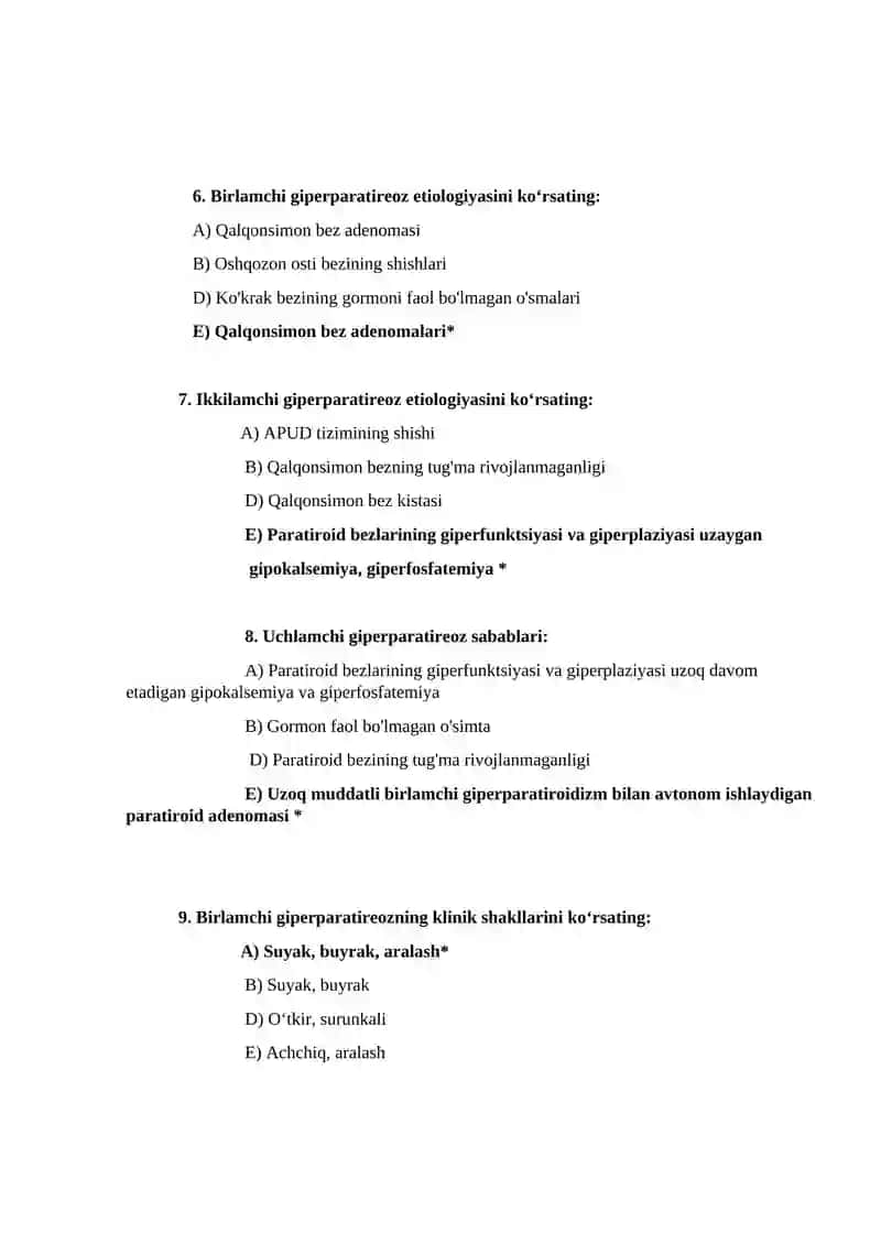 Giperparatireoz testlari 2