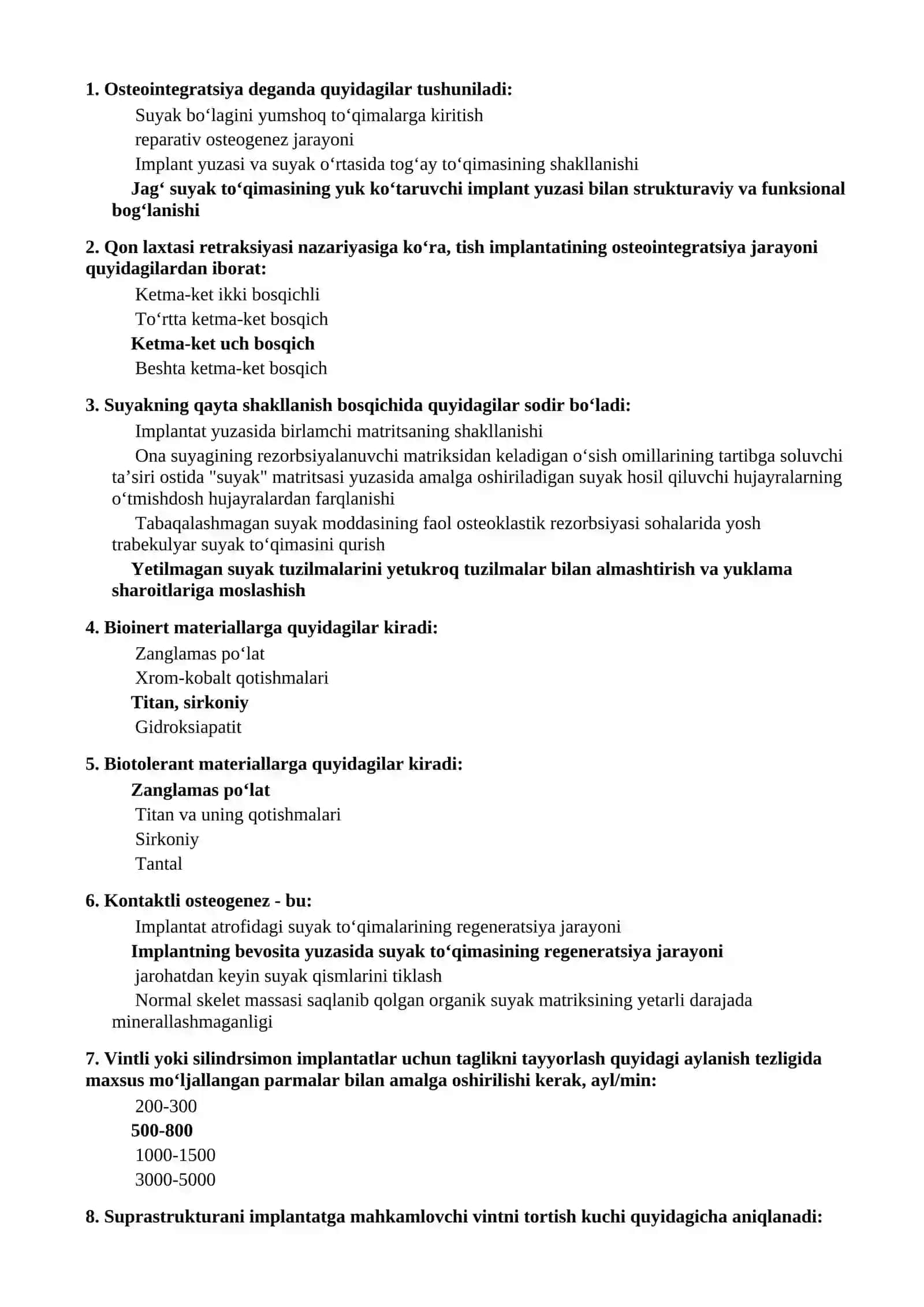 XIRURGIK STOMATOLOGIYA ATTESTATSIYA VA NOSTRIFIKATSIYA TESTLARI 2