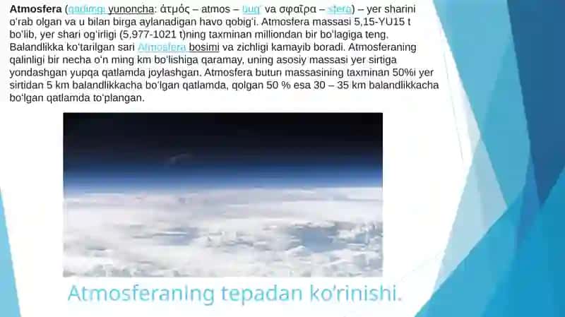 Atmosfera qavatlariga ta’rif 2