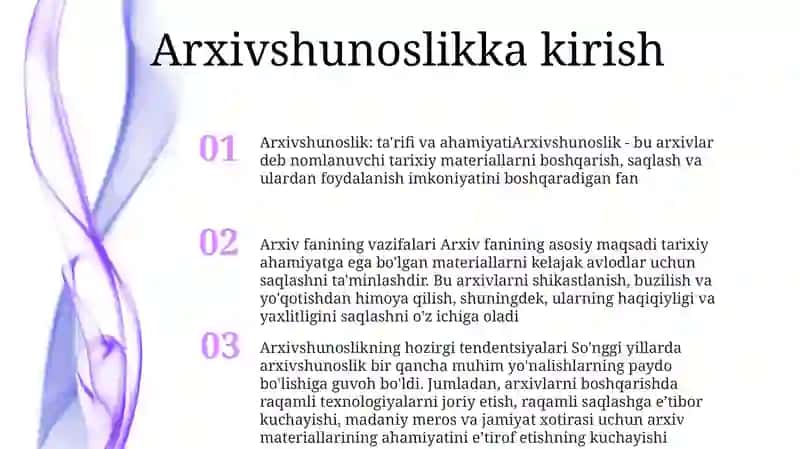 Arxivshunoslik ToʻGʻRisidaUmumiyMaʼLumotlar 2