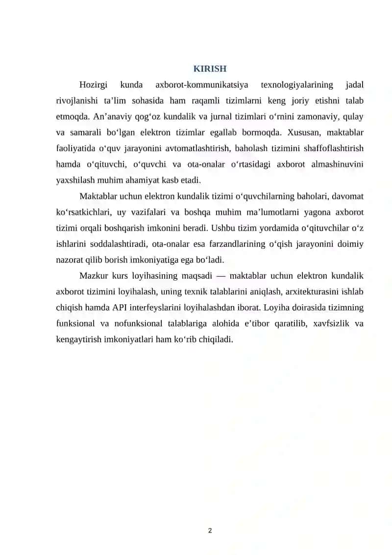 ELEKTRON KUNDALIK TIZIMI ARXITEKTURASI 2
