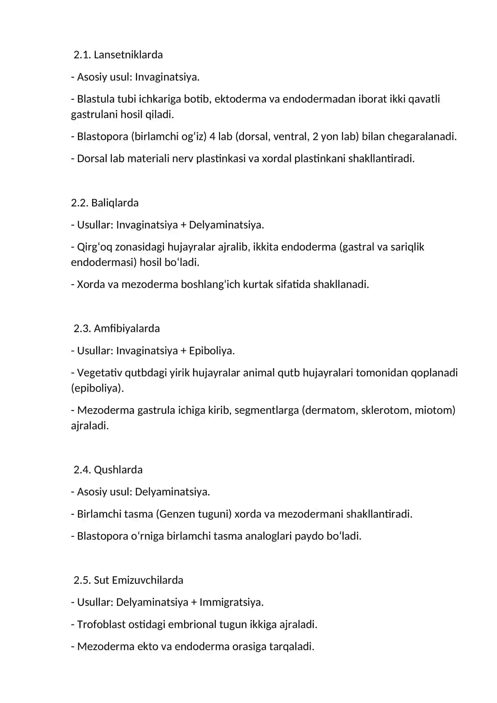 Gastrulatsiya va Oʻq Organlarining Hosil Boʻlishi 2