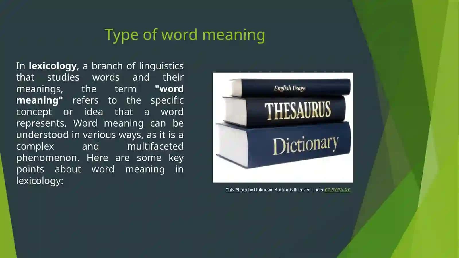 Type of word meaning 2