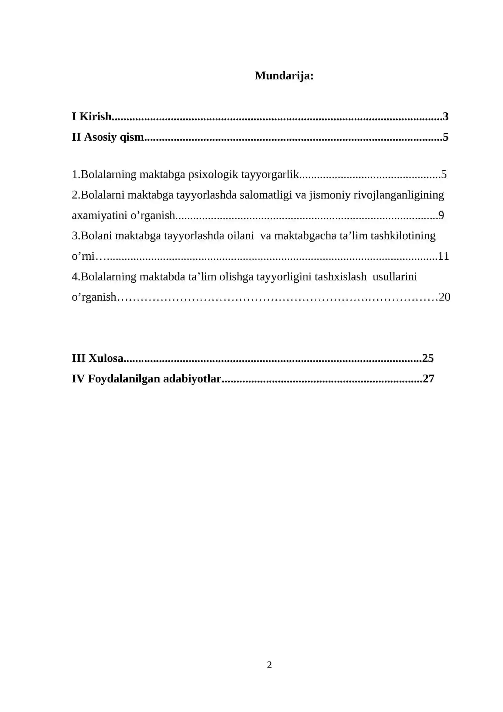 BOLALARNING MAKTABDA TA’LIM OLISHGA TAYYORLIGINI TASHXISLASH USULLARI 2