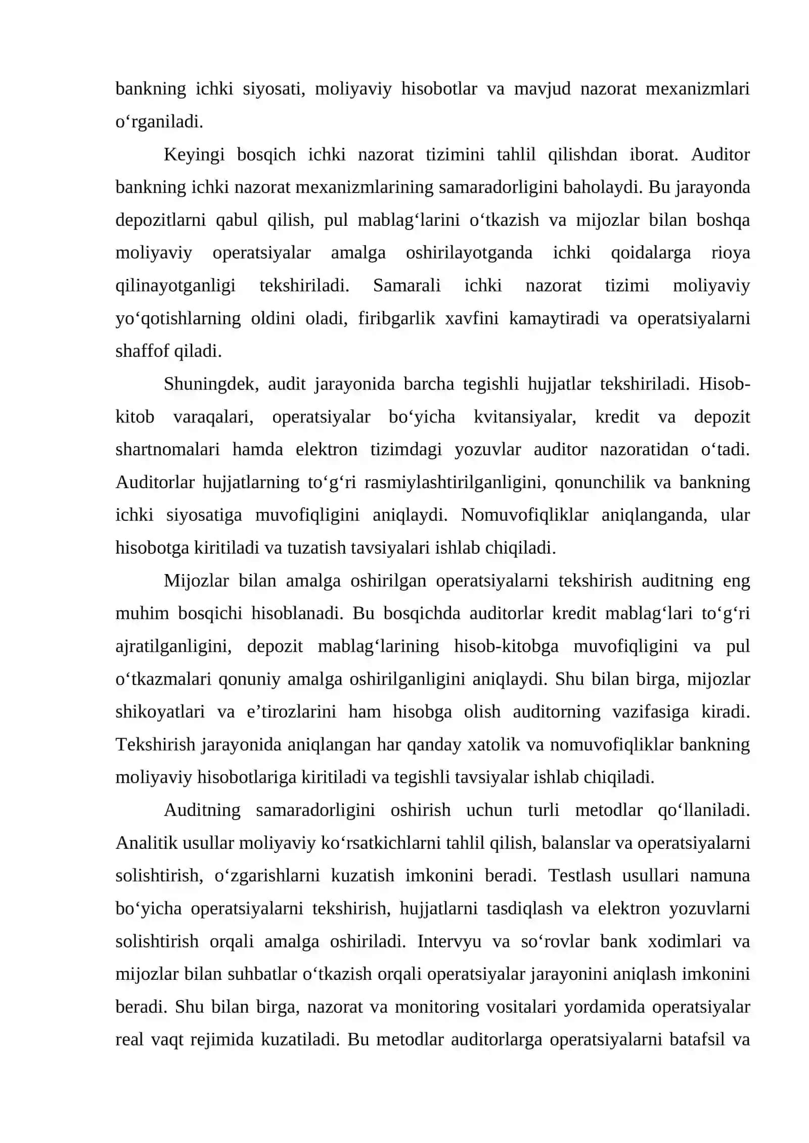 Mijozlarga ko‘rsatilgan hisob-kitob operasiyalari auditdan o‘tkazish tartiblari. esse 2