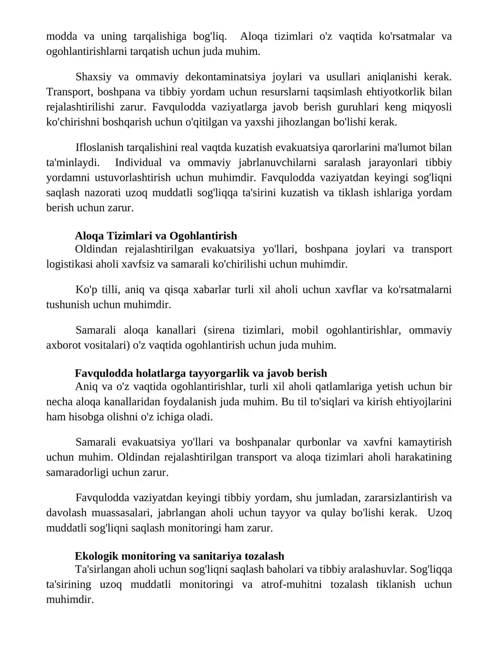 Kimyoviy va radiatsion xavfli holatlarda aholini harakatlanish holatlari 2