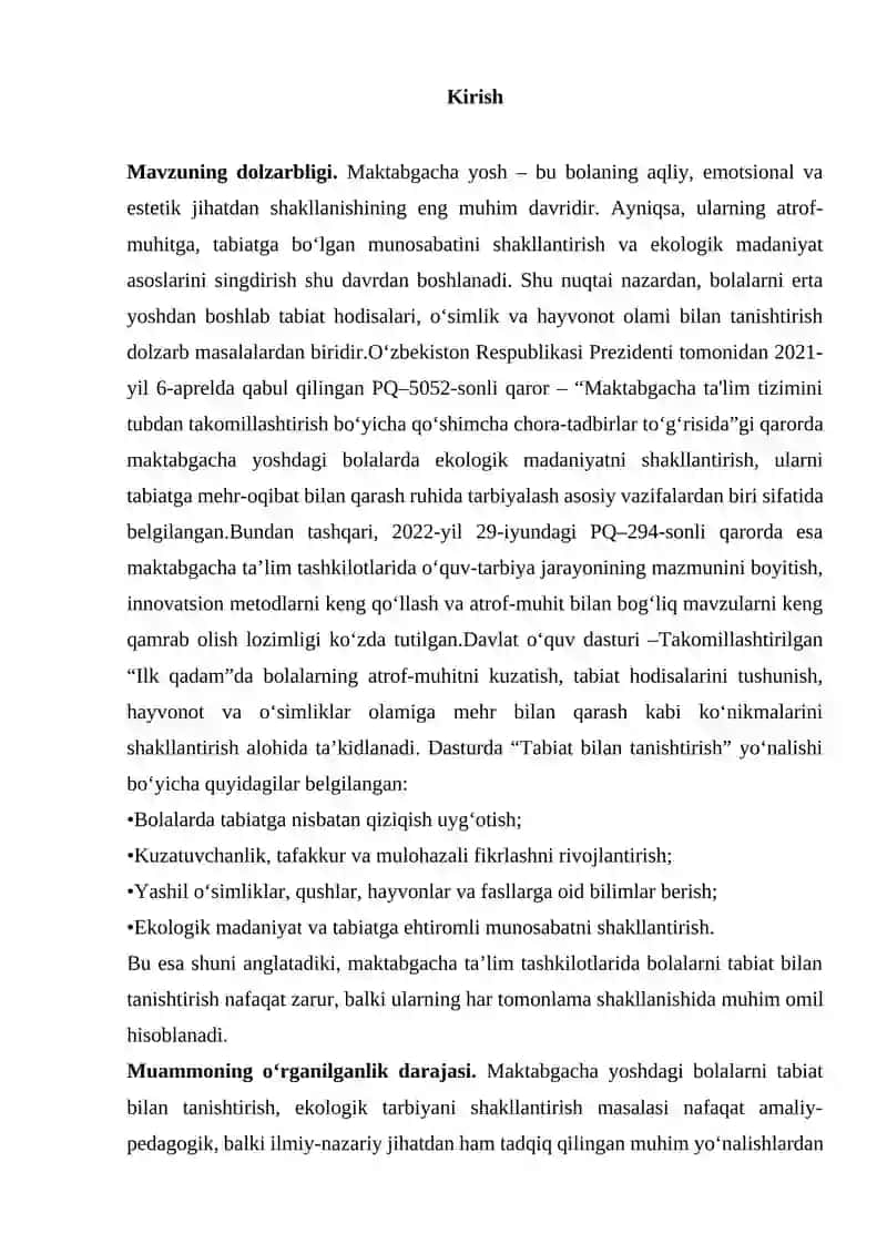 Maktabgacha yoshdagi bolalarni tabiat bilan tanishtirish va o'rgatish asoslari 2