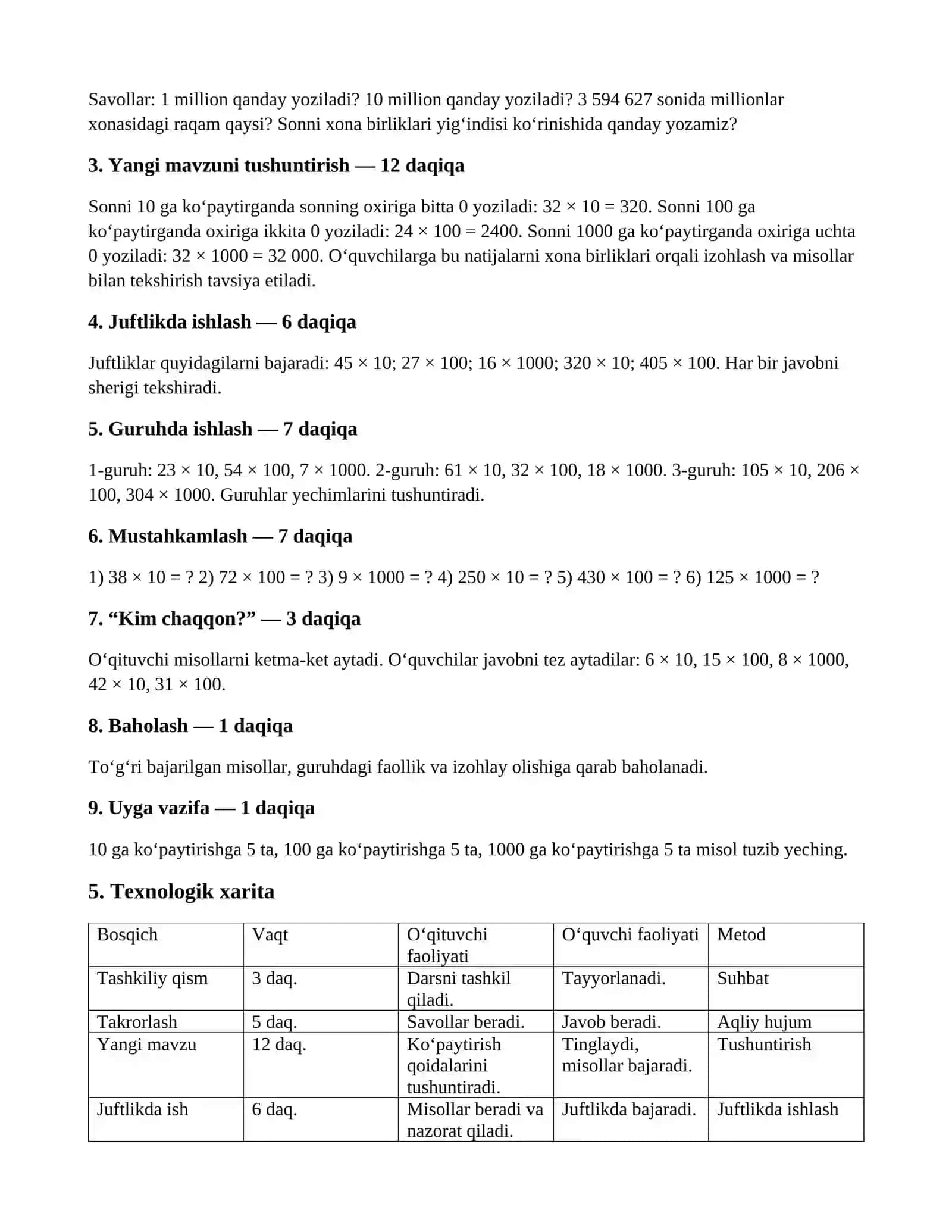 5-SINF MATEMATIKA FANIDAN DARS ISHLANMASI VA TEXNOLOGIK XARITA 2