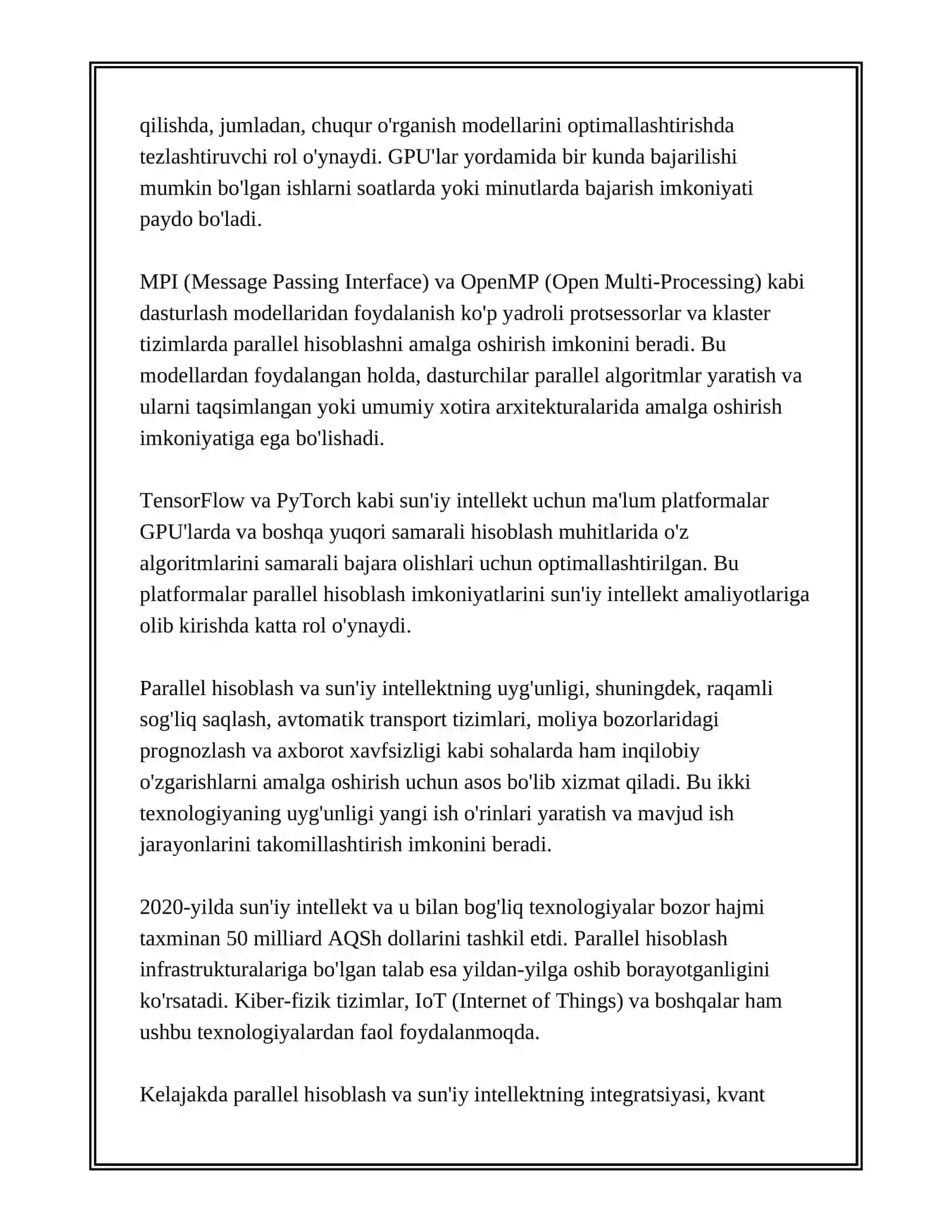 Parallel hisoblash va sun'iy intellekt 2