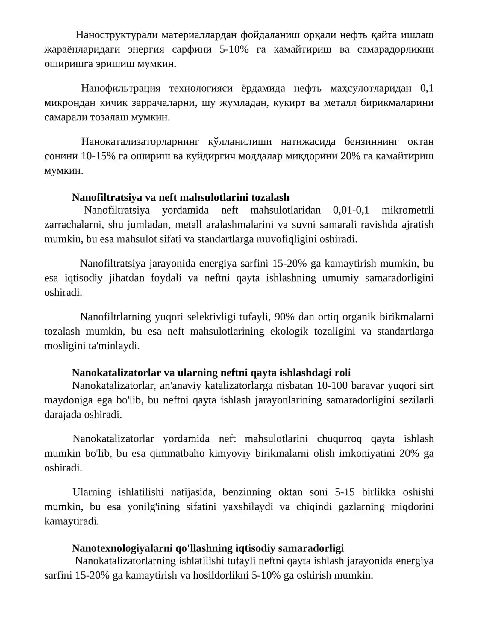 Neftni qayta ishlashda nanotexnologiyadan foydalanish 2