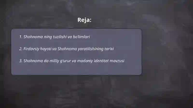 Firdavsiyning "Shohnoma "asari 2