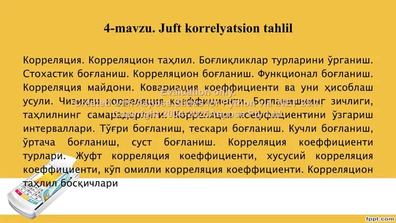 Жуфт корреляцион-регрессион таҳлил 2
