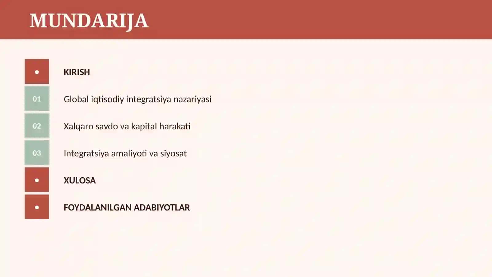 XALQARO IQTISODIY ALOQALAR VA INTEGRATSIYA JARAYONI 2