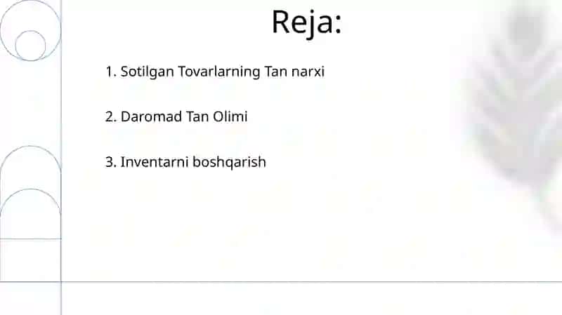 Tayyor mahsulotlar, ishlar, xizmatlar va ularning sotilishini hisobga olish 2