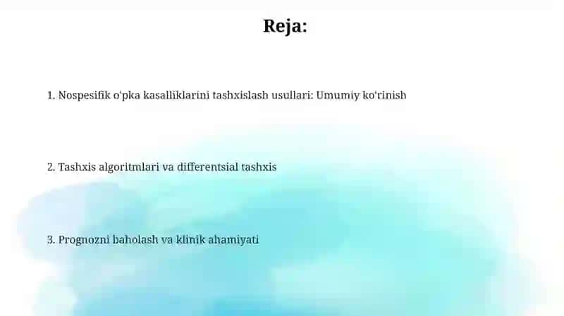 Nospesifik o'pka kasalliklarini tashxislash usullari 2