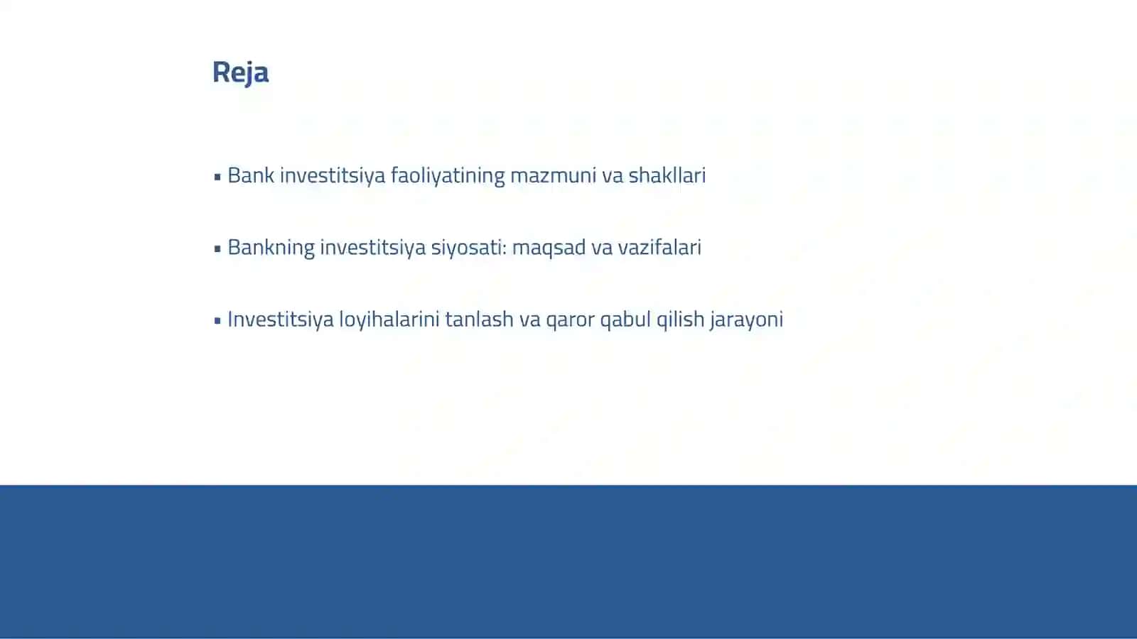 Banklarda investitsiya faoliyati va investitsiya siyosati 2