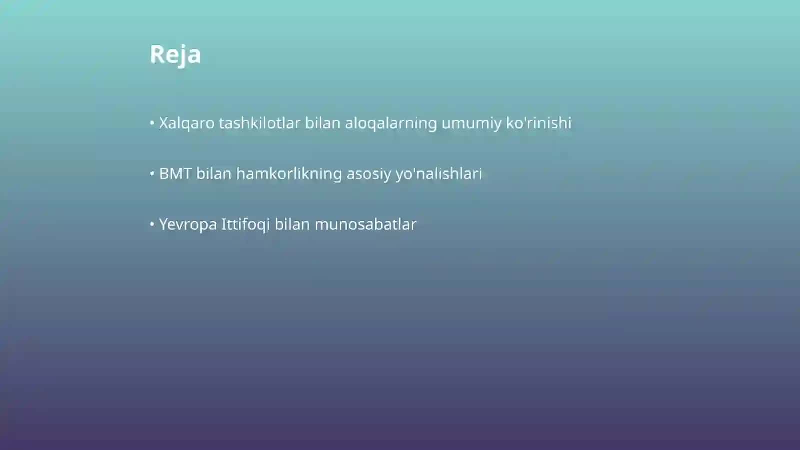 Xalqaro Tashkilotlar bilan Hamkorlik Aloqalari 2
