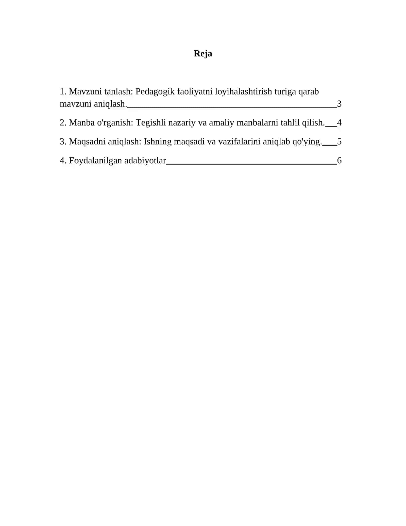 Pedogogik faoliyatini loyihalashtirishturlari 2