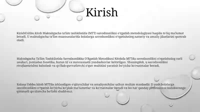 Maktabgacha TaʼLim Tashkilotida Savodxonlikka OʻRgatish Metodikasi 2