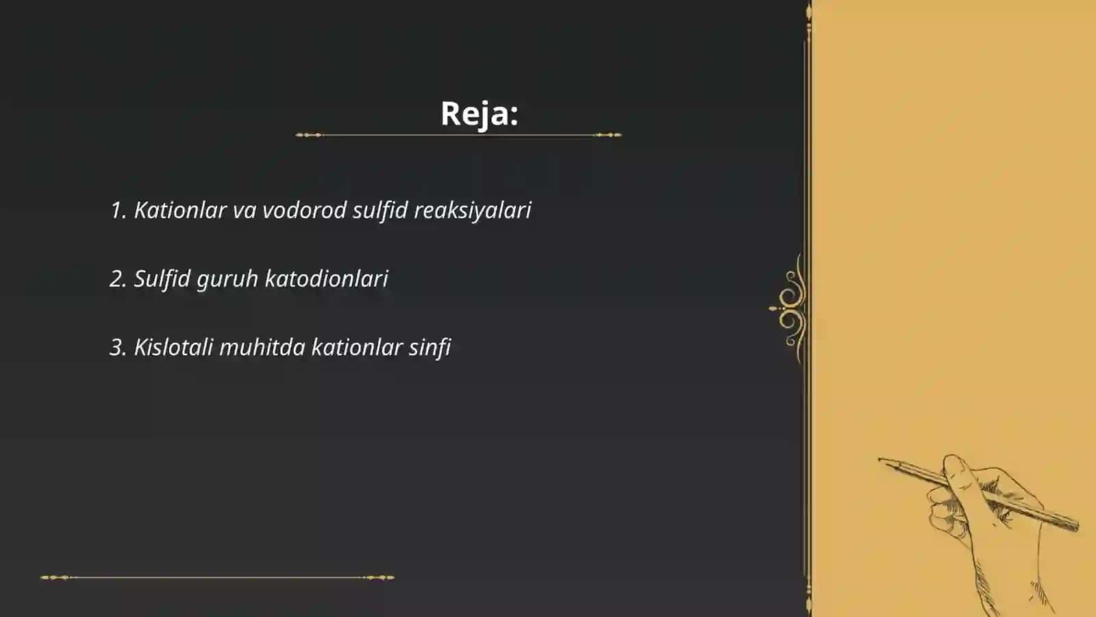 Kationlar va vodorod sulfid reaksiyalari 2