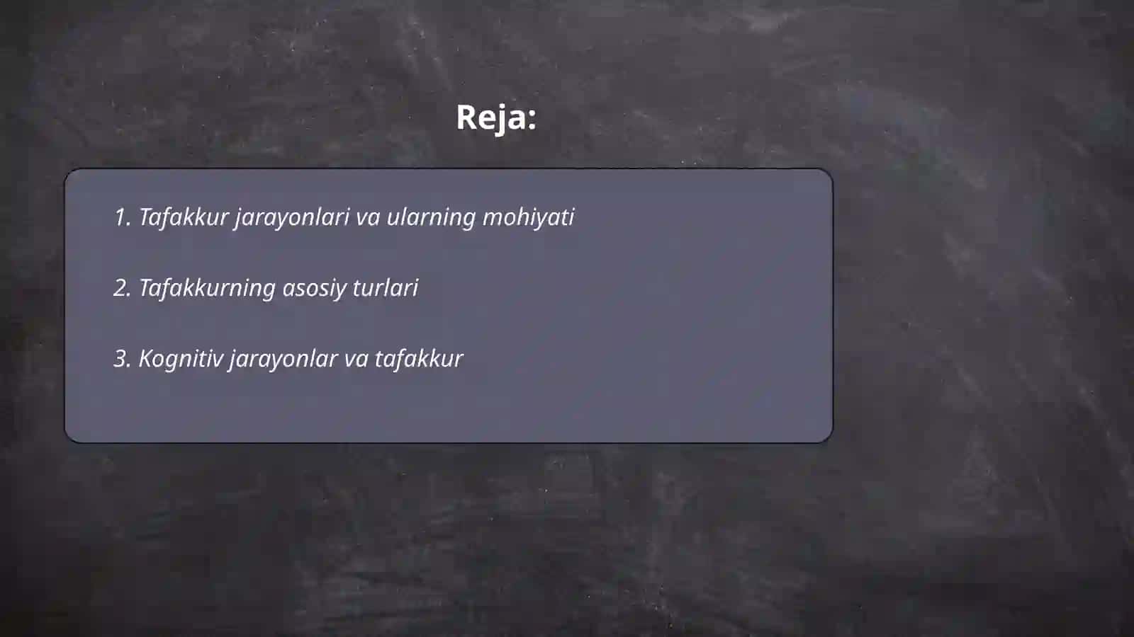 Tafakkur operatsiyalari ularning tasniflari.Taffakkur jarayonining talaba intelektual taraqqiyotidagi oʻrni 2