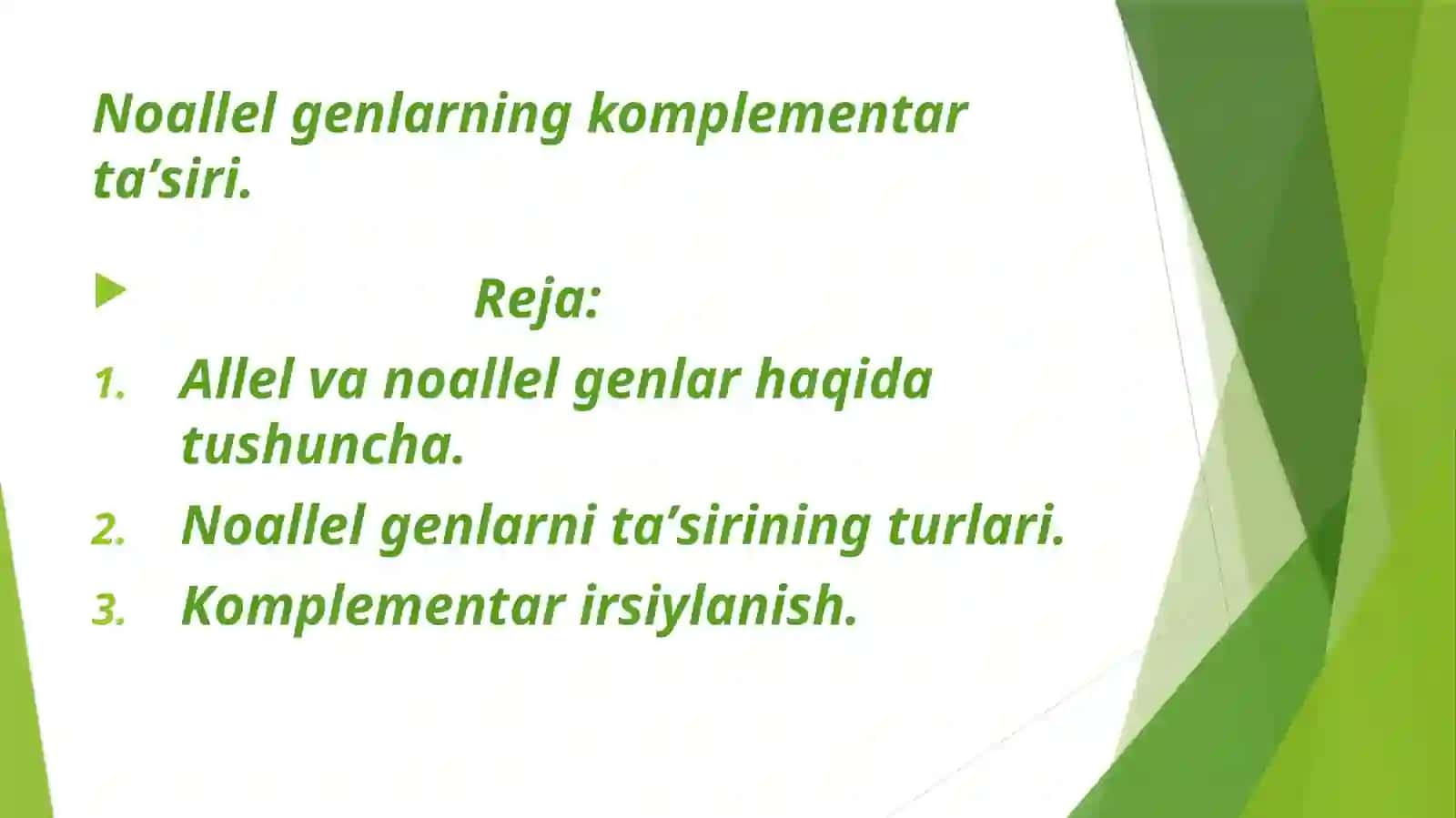 Noallel genlarning komplementar taʼsiri 2