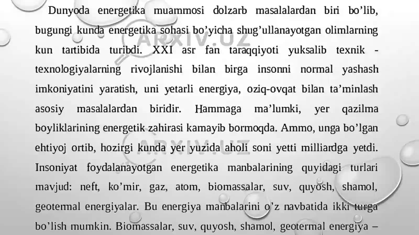 ANANAVIY VA NOANANAVIY ENERGIYA MANBAALARI 2