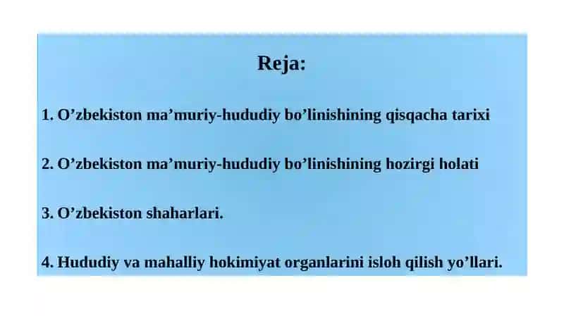 O’zbekistonning ma’muriy-hududiy bo’linishi 2