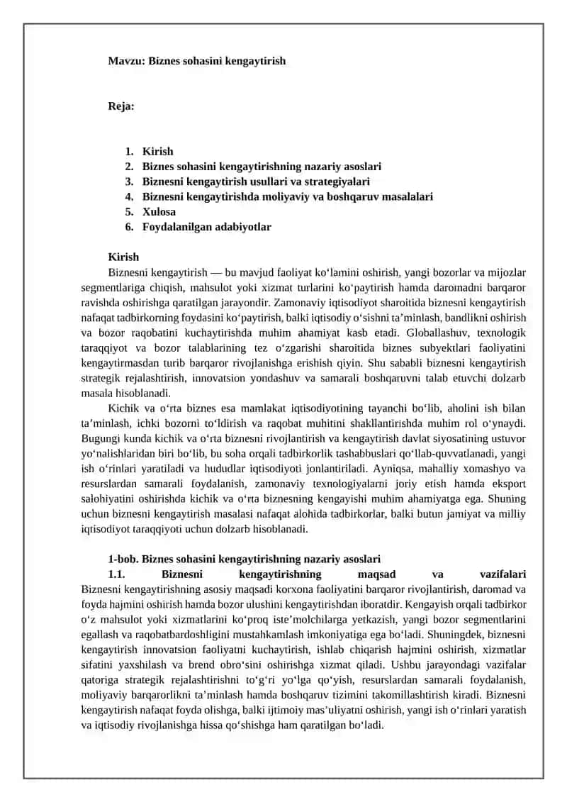 Biznes sohasini kengaytirish 2