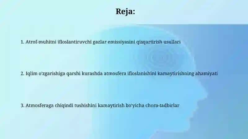 Atmosfera havosiga tushayotgan chiqindilarni kamaytirish chora tadbirlari 2
