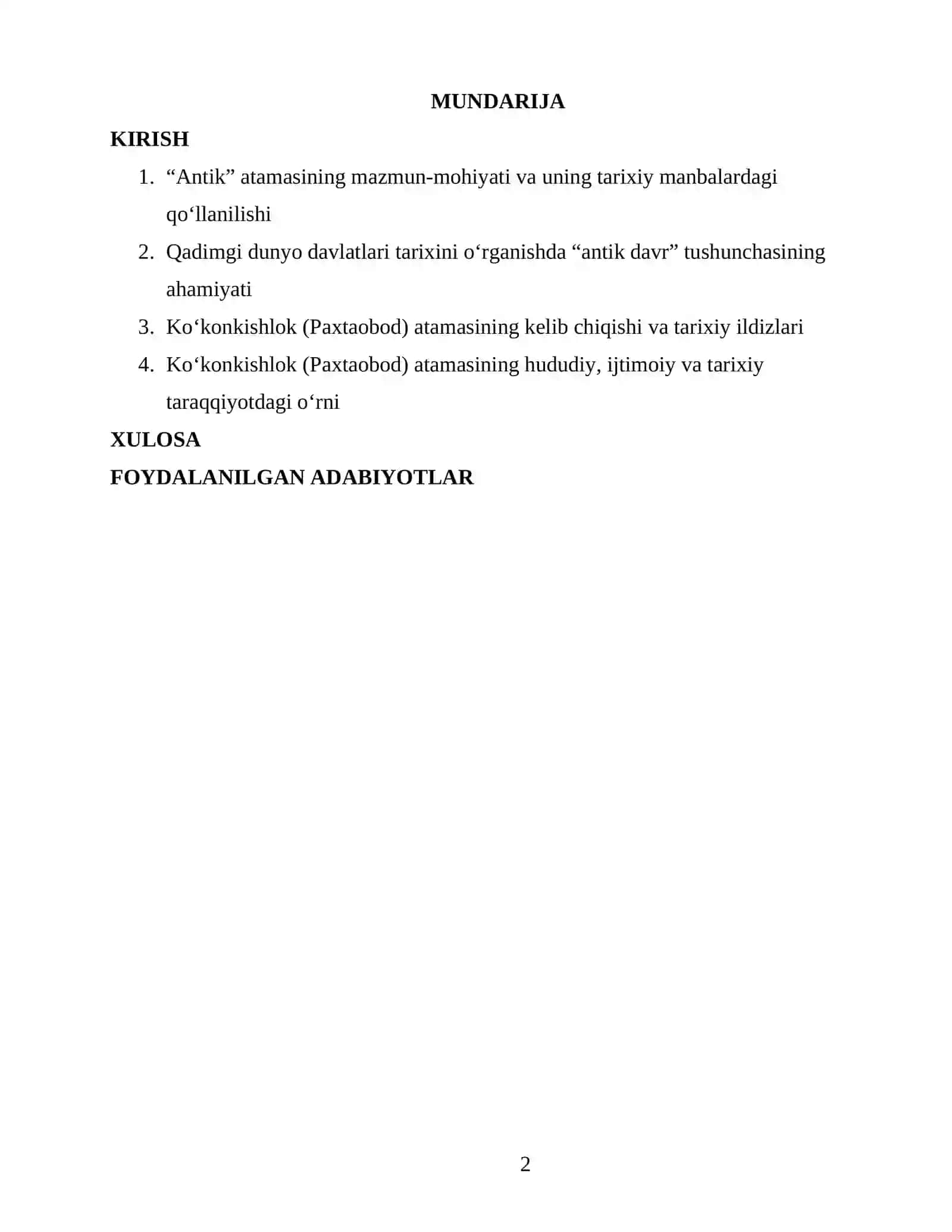 Qadimgi dunyo davlatlarida,,Antik"atamasi va Koʻkonkishlok (Paxtaobod) atamasi 2