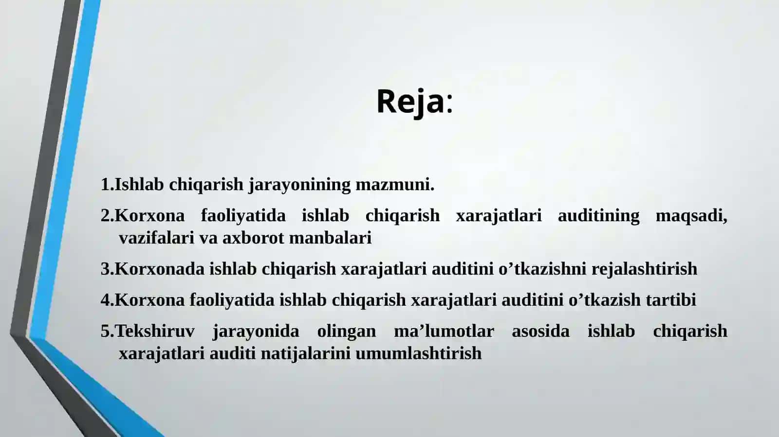 Ishlab chiqarish jarayoni auditi 2