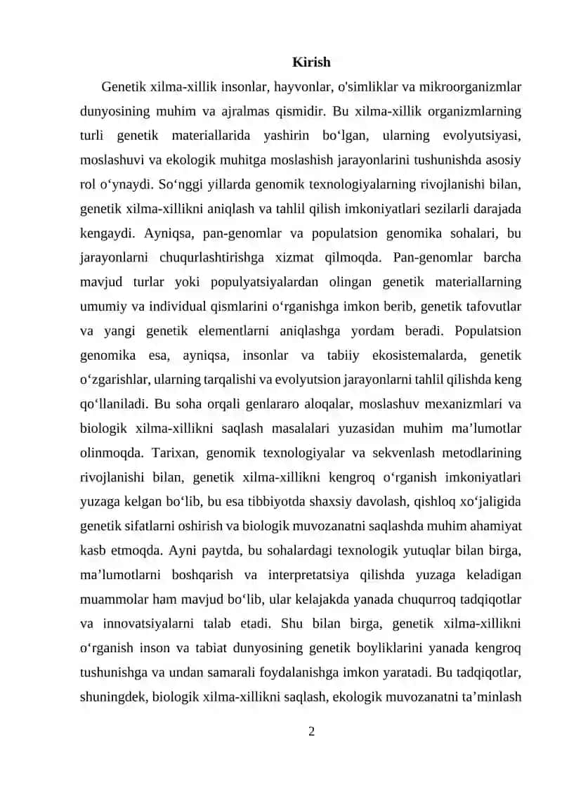 Genetik xilma-xillikning asosiy tushunchalarini o‘rganish 2