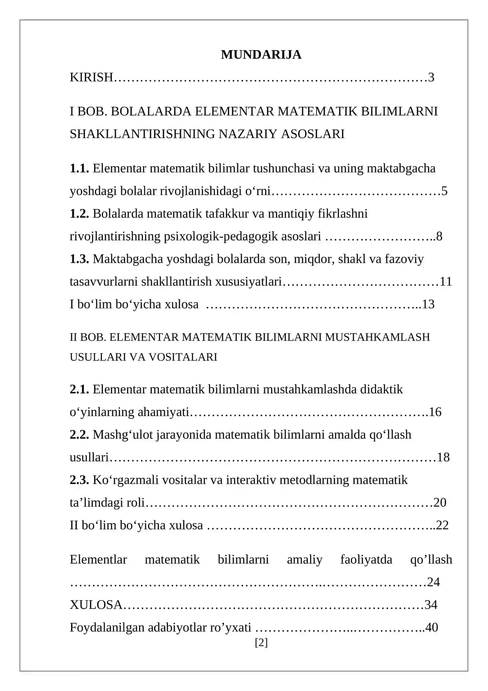 Bolalarda elementar matematik bilimlarni mustahkamlash va ularni amalda qo‘llash 2